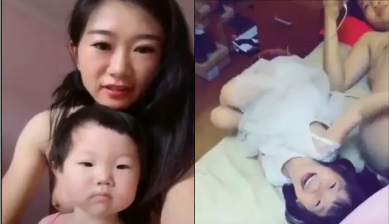 This Tik Tok is really "fucking cool". The little girl was shaking so hard that she forgot about herself. Her mother was naked from behind and they were in the camera together!