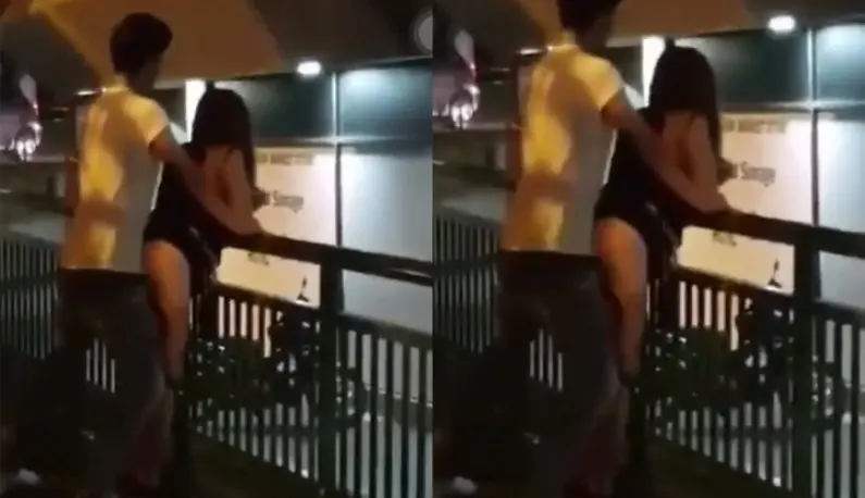 Singapore staged outdoor live erotic palace, lying on the railing and having sex, passers-by cheered