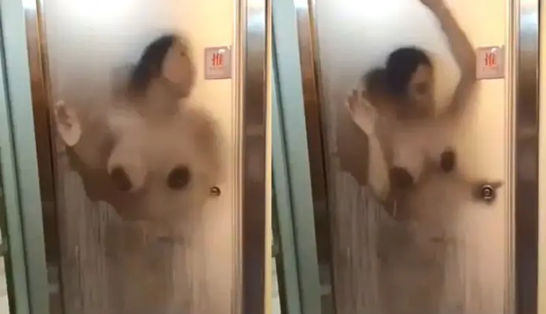 2 minutes of passion in the Chengdu gym!! Enjoy post-workout sex while taking a shower~