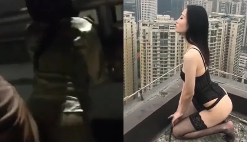 Take sexy photos in a high-rise building, then go straight to the car and start fucking when you get back to the ground!