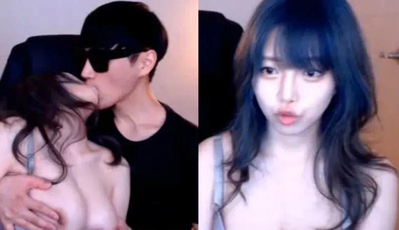 [Korea] Low-cut underwear makes male anchors horny! The fierce kiss makes my sister horny!