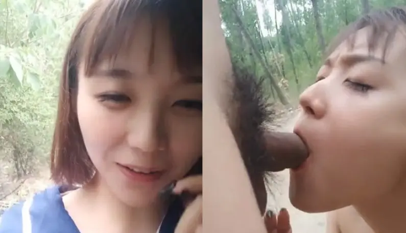 A young girl with short hair and her sex partner have sex outdoors on the road. They moan and gasp loudly without paying attention to passersby.