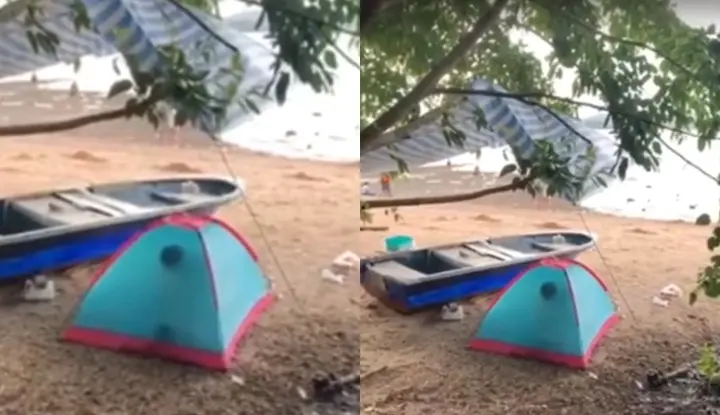 [Hong Kong] Setting up a tent on the beach and having sex was photographed and uploaded to the Internet ~ The picture is not transparent, but the sound of the sex is loud!