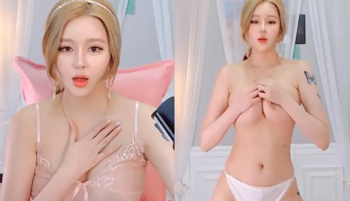 [韩国] 粉红系小少女穿着薄纱若隐若现～最后大展是完美乳房甚至性感