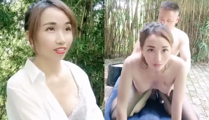 The coquettish young woman with breast milk has sex with her elder brother outdoors, and they have sex in the bamboo forest~