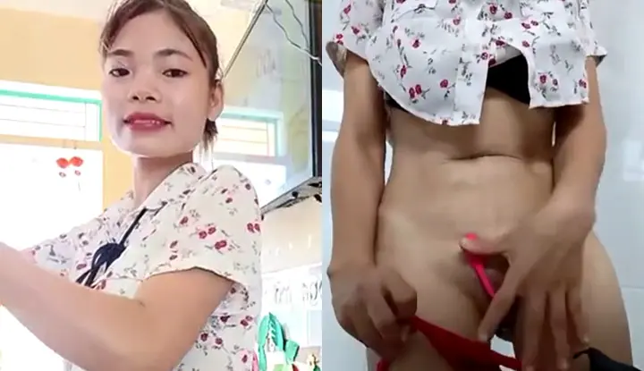 [Vietnam] The pretty female teacher who teaches kindly on the podium is so lewd with a toy stuffed in her vagina~