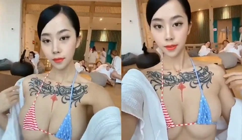 Onlyfans巨乳網紅張賀玉～比基尼都快包不住了