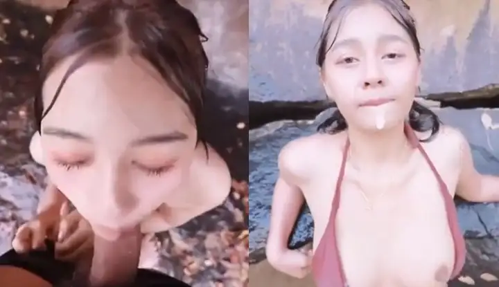 [泰國] 巨乳美女與男友野溪打炮，在冰涼溪水中來場激烈性愛～