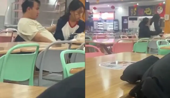 河北傳媒學院興安校區，學生情侶在學校食堂吃著吃著，就當場做愛