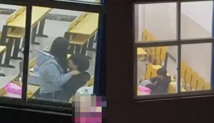 A couple of students from Shijiazhuang Engineering College swallowed sticks in the classroom, then sat astride a horse