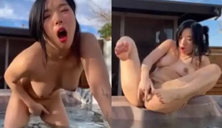 [韩国] 漂亮正妹在户外热水浴池上偷偷自慰