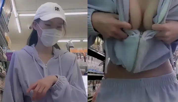 [Korea] Vacuum exposed breasts! South Korea's "Supermarket Worker Live Broadcasting Exposed Points" video leaked!