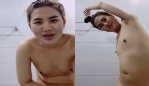 [Thailand] Sexy beauty washes herself and comes to the man's door to be fucked