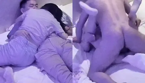 A muscular man fucks a young woman in white stockings from behind and fucks her to death